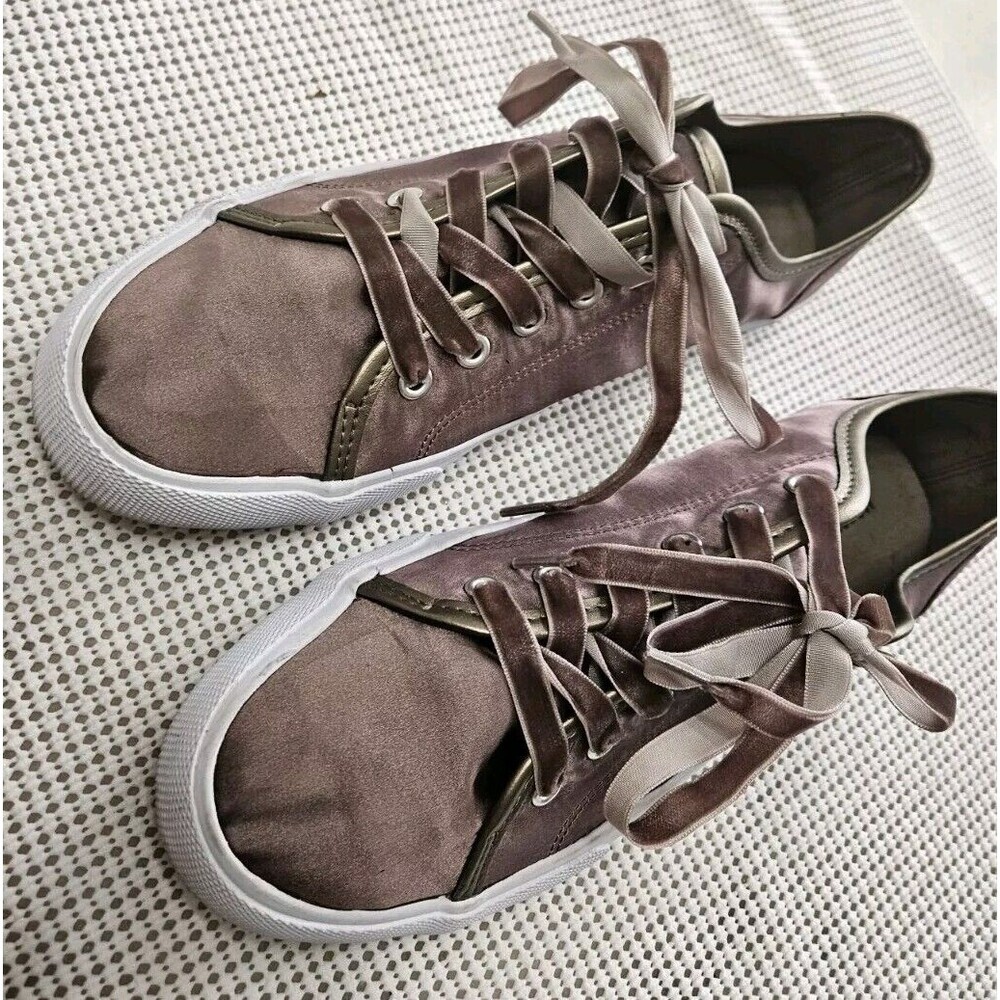 Mossimo Women's Brown Pewter Jena Velvet Lace Sneakers Casual Shoes Size 10